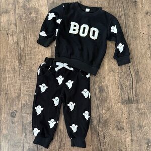 Black Ghost Print Boo Outfit